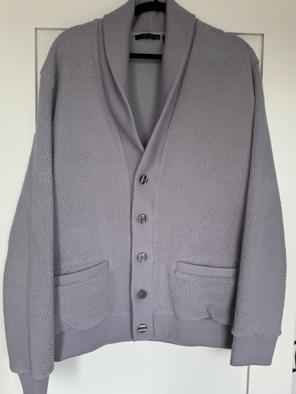 Greyson Men's Shawl Collar Button-Up Cardigan - Lavender Gray